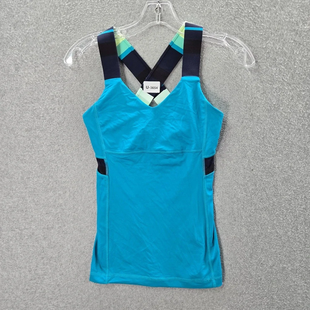 Lululemon Women Activewear Top 4 Blue Push Your Limits Tank Workout